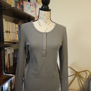 Splendid Charcoal Long Sleeve Henley Top